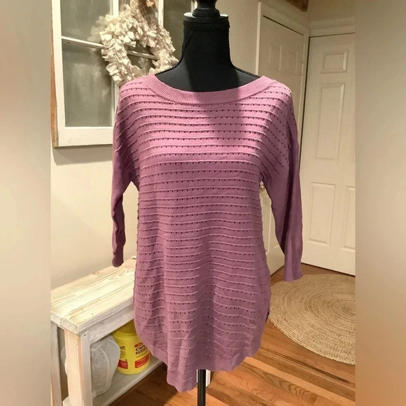 #34 Beautiful Soho Purple Lightweight Sweater with Cut Outs Size Small - Picture 1 of 8